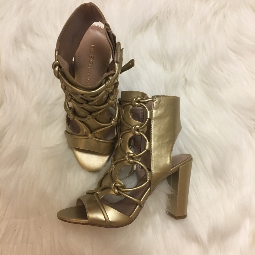 BCBG gold sandals